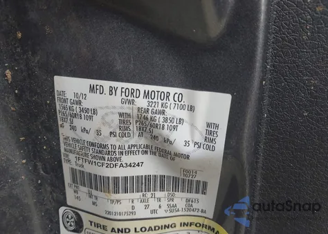 2013 Ford F-150 Xlt z USA, uszkodzony, nr VIN 1FTFW1CF2DFA34247